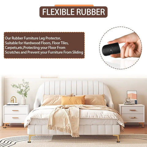 Top Notch 2.5 Inch Furniture Coasters 12 Pack Non Slip Bed Leg Pads Rubber Floor Protectors Anti Skid Caster Cups Solid Black under bed