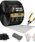 Heavy Duty Solar Panel Bird Guard Mesh Six Inches By 100 Feet, PVC steel mesh roll with fasteners and gloves for easy installation.