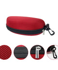 Red Grab And Go Portable Zipper Sunglasses Case With Clip For Men And Women Protective Eyewear Organizer, close-up details