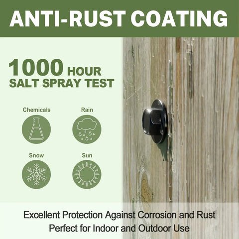 Anti-rust coated heavy duty timber screws showcasing 1000 hour salt spray test for outdoor durability.