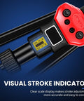 16 Inch Pro Rivet Nut Kit With Quick Change Mandrels, Heavy Duty Rivnut Nutsert Tool with stroke indicator close-up