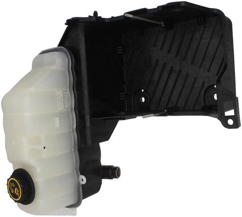 Engine Coolant Reservoir Direct Replacement Built With Rock Solid Plastic Construction For Dead On Fitment And Straight Up Reliable Cooling Performance Year Round, detailed view of white coolant tank for Ford F250 F350.
