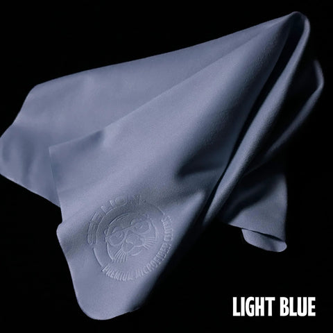 Cellhelmet See Lion Swipes microfiber lens cloths, light blue, 6-pack, folded with embossed logo