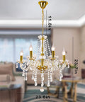 Showstopper Six Light K9 Crystal Chandelier Fixture For Dining Room And Living Areas showcasing gold finish and raindrop design