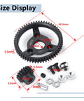 Beefed Up Steel RC Spur Gear Set 32P 56T With 18T Pinion detailed size display for 1/10 Scale 2WD Rustler Slash Stampede Upgrade