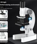 High Power 200X to 4800X LED Monocular Microscope with Slides Set for adults, featuring LED fill light and brightness adjustment.