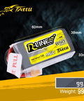 R Line 850mAh 14.8V 95C 4S LiPo Battery Pack With XT60 Plug for multirotor FPV drones, 60x30x30mm, 99g weight