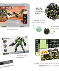 Robot Army Buildable Mech Soldier Toy Set With Glow In The Dark Parts, 398-piece plastic kit with storage box and stickers