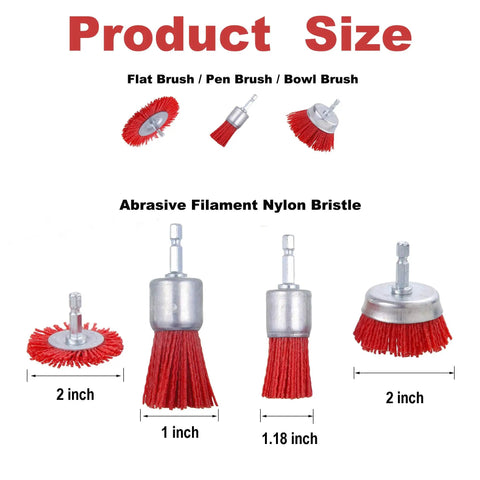 10 Pack Nylon Filament Wheel And Cup Brush Set With Quarter Inch Hex Shank For Rust Paint And Corrosion Removal On Metal Safe