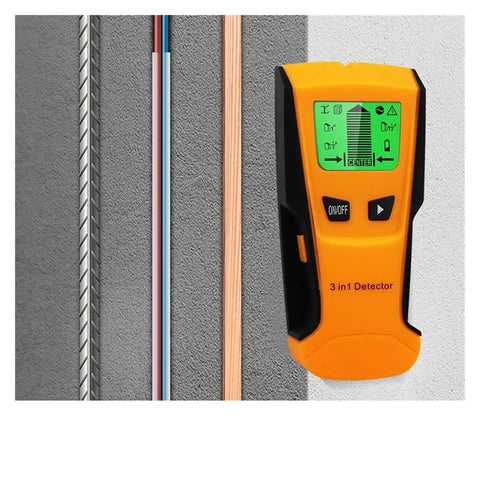 Pro Grade 3 In 1 Wall Scanner And Stud Finder With Waterproof Wireless Probe detecting hidden pipes and wires in drywall.