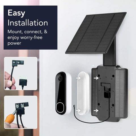 Setup of Doorbell Solar Charger With Built In Battery For Arlo Wyze And Eufy Wireless Doorbells Delivers Two And A Half Watts Of Power