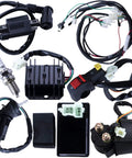 Complete ATV Wiring Harness Kit With Beefed Up CDI Ignition Coil Solenoid Relay Spark Plug Set for 4-stroke Chinese ATVs