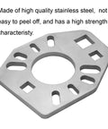 Stainless steel pinion yoke wrench plate with central circular hole and multiple elongated slots.
