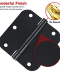 Top Shelf Rounded Door Hinges In Matte Black Coating Measuring 3.5 Inches with smooth finish and no squeak feature for easy operation.
