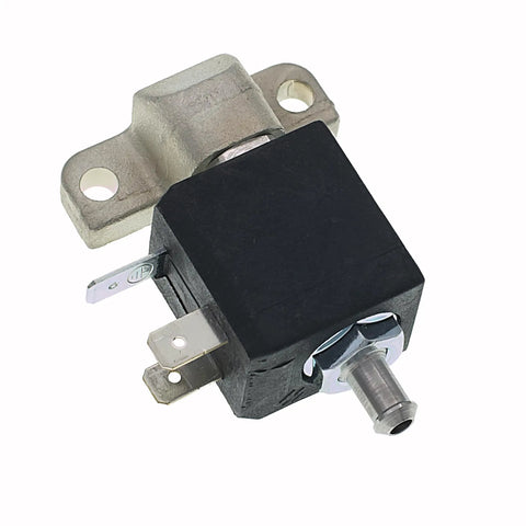 Solenoid Valve 120V 60Hz For Gaggia Classic Espresso Machines Barista Grade Replacement Part 3 Way To Regulate Water Flow Prevent Leaks Deliver Dry Pucks And Easy Cleanup Part 421944093711, black and silver components