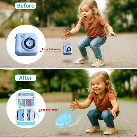 Kids Instant Print Camera Case With Three Roll Paper Refill Durable On The Go Case For Esoxoffore And Friends Dylanto Prograce Dududragon Careenoah Gktz Yeehao Letshaha Enerhamp Anchioo Ytetch Amzelas Weefun, durable PU case, 5.5 x 5.1 x 3.1 in