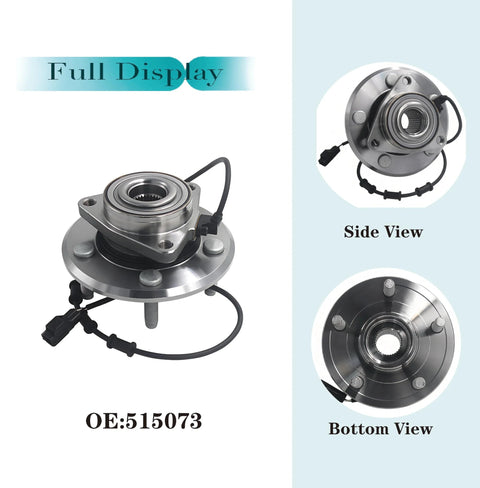 Front Wheel Hub And Bearing Assembly With ABS For Dodge Ram 1500 2002 2003 2004 2005, 5 Lug Wheel Replacement OE Grade, side and bottom view