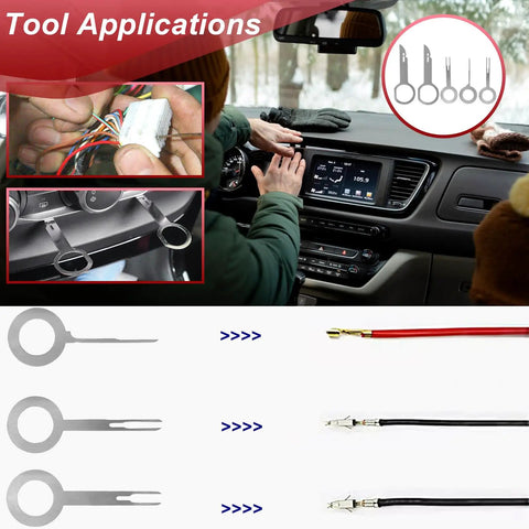 19 Piece Car Trim Removal Tool Kit With Clip Pliers And Fastener Remover Set application on car dashboard and wiring