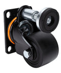 3 Inch Leveling Plate Caster Wheels With Adjustable Feet For Heavy Duty Workshop Gear, featuring black steel housing and swivel design.