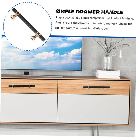 Aluminum Alloy Drawer Handles And Cabinet Pulls Kit on wooden cabinet, black finish, modern design, decor in background