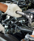 Mechanic using 92 Piece Allen And Torx Socket Set For 1/4 3/8 1/2 Inch Drives with Tamper Proof Torx and Hex Bits, SAE and Metric on engine