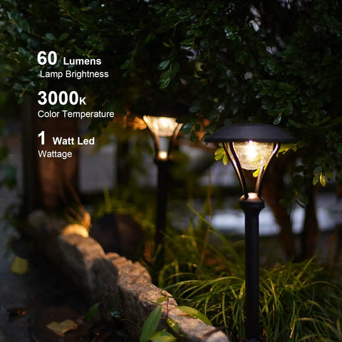 Low Voltage Path Lights For Landscape Lighting 1W LED 60 Lumens Durable Aluminum Stake weatherproof in garden setting