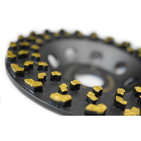 Close-up of 7 Inch Diamond Cup Grinding Wheel for Concrete and Coatings Removal with CDB Technology Cluster Diamond Brazing