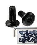Beefy Heavy Duty M6 X 15mm Flat Head Hex Socket Cap Screws Bolts 30 Pcs In 304 Stainless Steel Black Zinc Plated Full Thread For Furniture Offices And Garages With Hex Spanner Included, shown close-up with hex spanner.