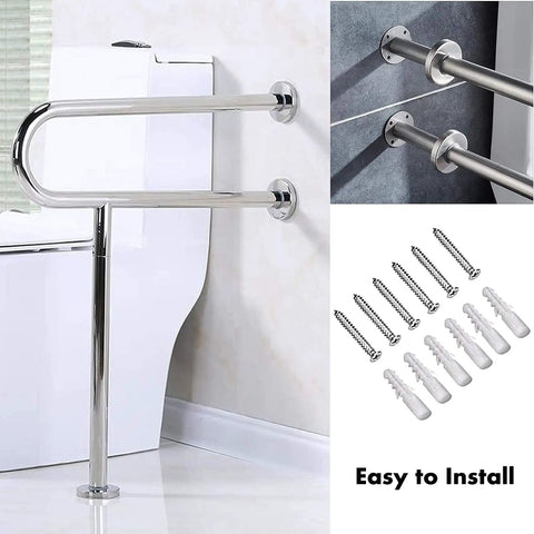 Heavy Duty Stainless Steel Toilet Grab Bar And Wall To Floor Safety Rail 23 6 Inch, Easy to Install hardware included