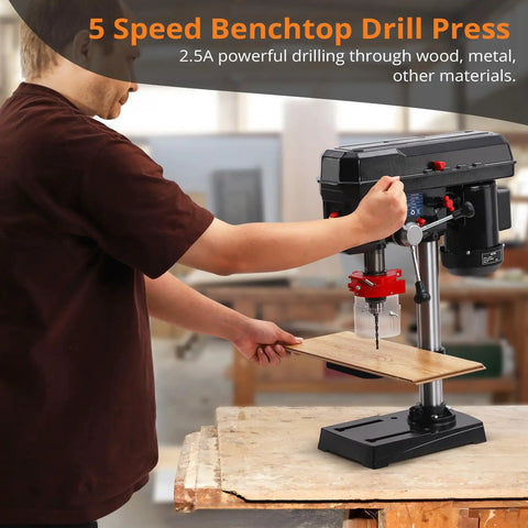 Get This Bad Boy 8 Inch Benchtop Drill Press With A Super Cool 45 Degree Tilt Table And Five Speed Settings For Rock Solid Performance in use.