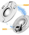 Front and back view of Round Flush Pull Ring Handle 316 Stainless Steel Recessed Pull for Boat Hatch Latch and Furniture Doors