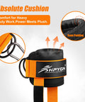 Close-up of Heavy Duty Padded Ankle Strap for Cable Machines With Extra Adjustable Strap, showing 6mm plush padding and durable rings.