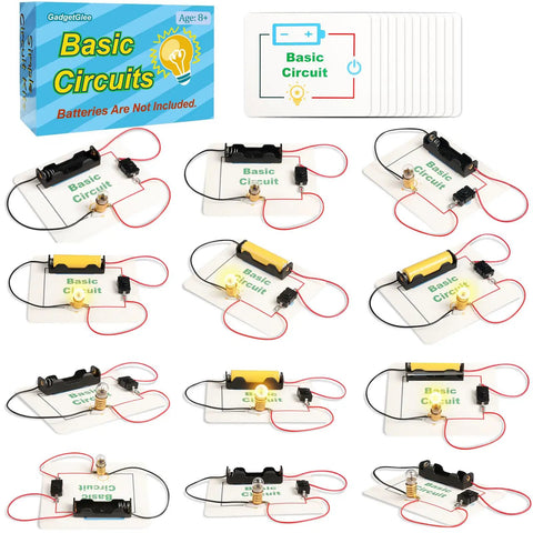 Kid Friendly 12 Pack Electric Circuit Kits For Kids 8 Plus Hands On STEM Projects Learn Basic Circuits With Light Bulbs Switches And Battery Holders Requires 2 AA Batteries Not Included Classroom DIY Circuit Board Building Fun layout