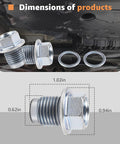 Dimensions of Two Pack Oil Drain Plug Kit With Crush Washer Gasket 32195AA021 803916010 For Forester 2017 2025 Crosstrek 2016