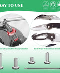 121 Piece 304 Stainless Steel Pocket Blade Knife Handle Screws Assortment Set Including M2 And M2.5 Machine Screws EDC Folding Hilt Fasteners Knifemakers Rivets For DIY Repair Torx Driver Included shown with knives and screws.