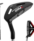 35 Inch Right Handed Golf Chipper With 32 Degree Loft, black club head and shaft, side and back angle views, textured grip.