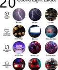 Infographic of 20 scene light effects for Pocket RGB Video Light With Built In 3100mAh Battery 360 Full Color Options And 20 Effects