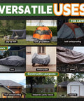 Image showing various uses of the Heavy Duty 10 By 10 Poly Tarp Cover Waterproof 10 Mil Thick With Metal Grommets And Reinforced Edges.