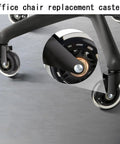 Top Notch Office Chair Caster Wheels Replacement Rubber Casters Drop Straight In Smooth As Butter Heavy Duty Floor Safe Rollers Clean Upgrade For Gaming Desk Chairs Set Of Five close-up view of black rubber casters on an office chair