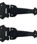 Two 7 Inch Beveled Arrow Decorative Iron Hinges for doors, gates, cabinets, and barn doors built tough with olde world charm, black finish