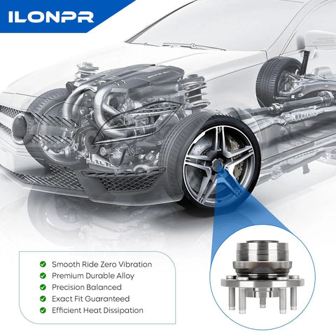 Diagram of Rear And Front Wheel Bearing Hub Assembly Set for Ford Explorer Rear 2011-2018 and Police Interceptor Utility Front 2012-2019