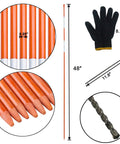 50 Pack 48 Inch Driveway Marker Set With 1/4 Inch Fiberglass Reflective Snow Stakes, Steel Drill Bit And Protection Gloves