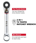Ratcheting Screwdriver Bit And Socket Set With Magnetic Precision Bits, 2-In-1 72-Tooth Ratchet Wrench with thumb switch.