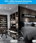 Living room and bedroom showcasing 8W Equivalent PAR30 LED Bulbs 75W Replacement CRI 90 Plus Dimmable Flood Light Bulbs