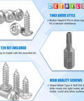 50 Pack Number Eight One Half Inch Torx Security Sheet Metal Screws Button Head Tamper Resistant Stainless Steel 304 With T20 Bit For Home And Office Projects shown in detail.