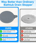 M METERXITY 2-Pack 5.9 in Silicone Tub Stopper, Bathtub Drain Stopper comparison with features and benefits displayed.