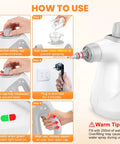 Guide on using the Powerful Portable Handheld Steamer Shooting Scalding Vapor To Wreck Stubborn Pan Grease And Baked On Filth.