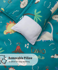 Toddler Nap Mat With Pillow And Blanket, 52 By 20 Inches, Lightweight Soft Sleep Pad with dinosaur pattern