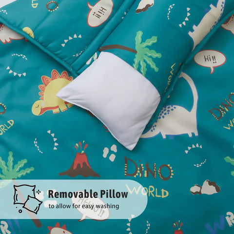 Toddler Nap Mat With Pillow And Blanket, 52 By 20 Inches, Lightweight Soft Sleep Pad with dinosaur pattern