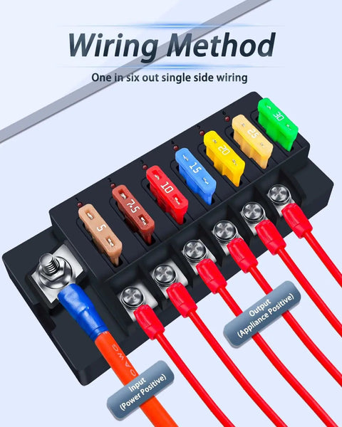 12V Six Circuit Waterproof Marine Fuse Panel With LED Indicator Damp Proof Cover And ATO Blade Fuse Block wiring method view